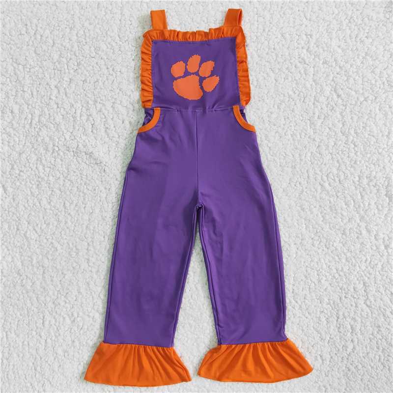Purple Orange Paw Overalls