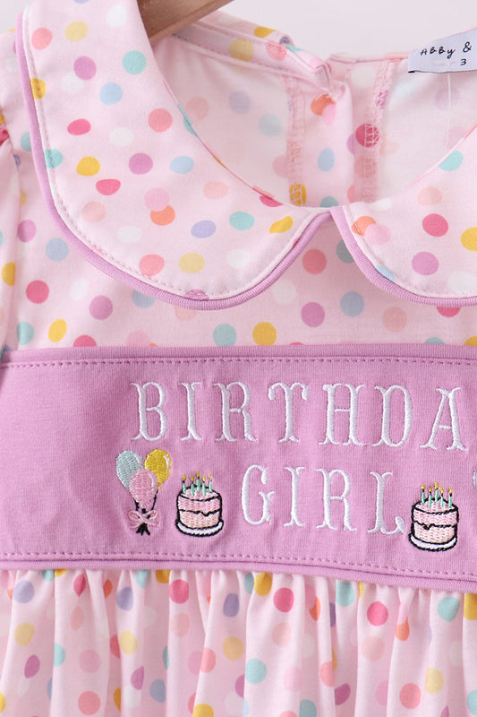 Purple birthday embroidery ruffle shorts set