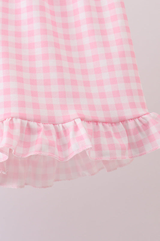 Blue tractor applique ruffle shorts set