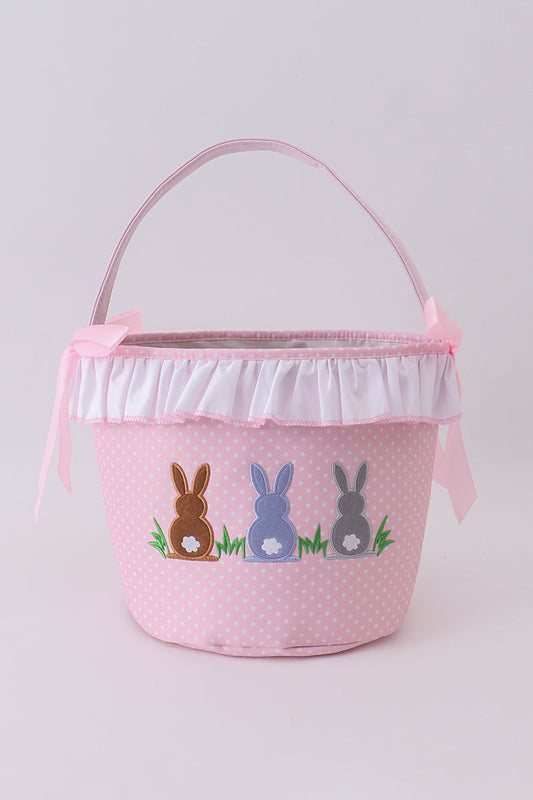 Pink bunny ruffle bow basket