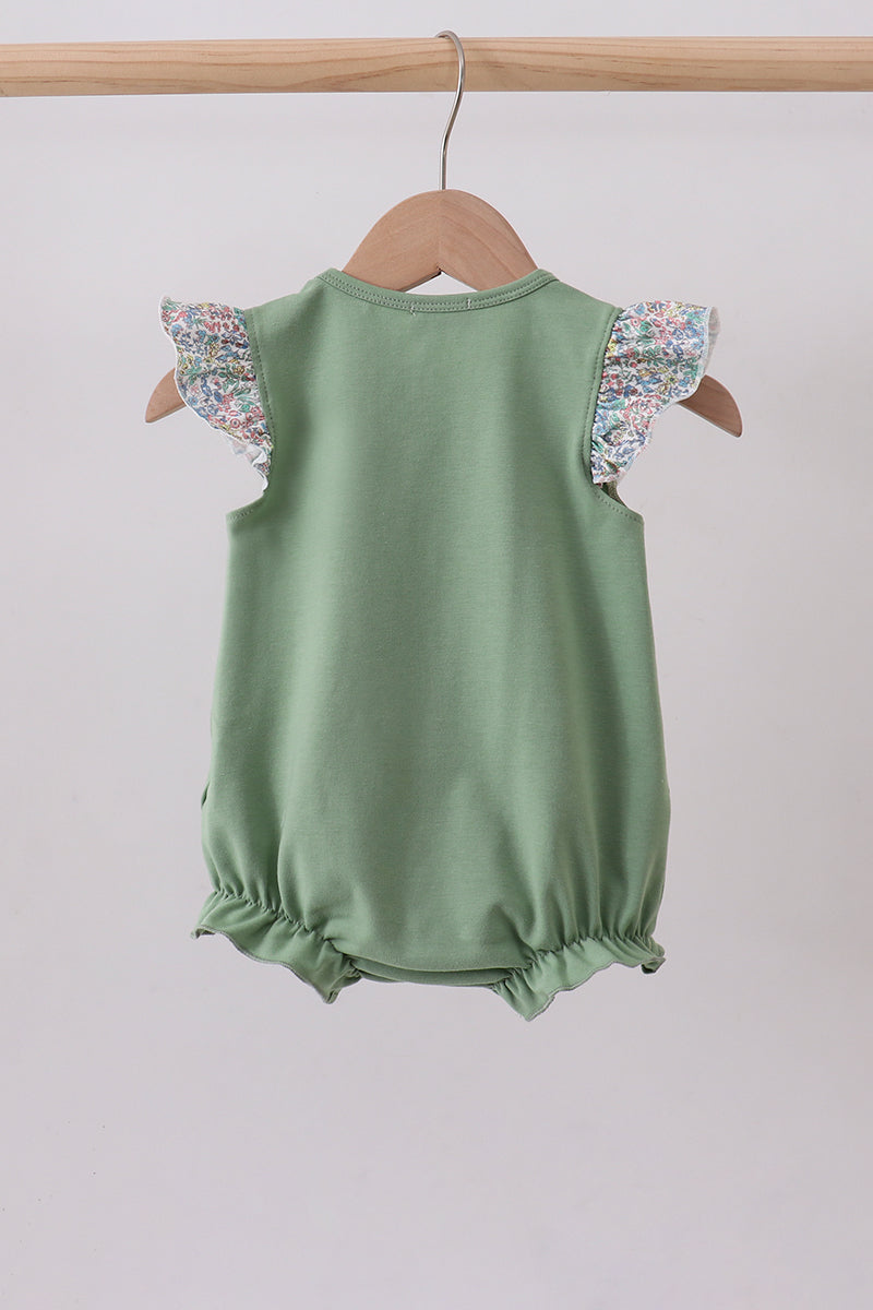 Sage bunny applique ruffle bubble