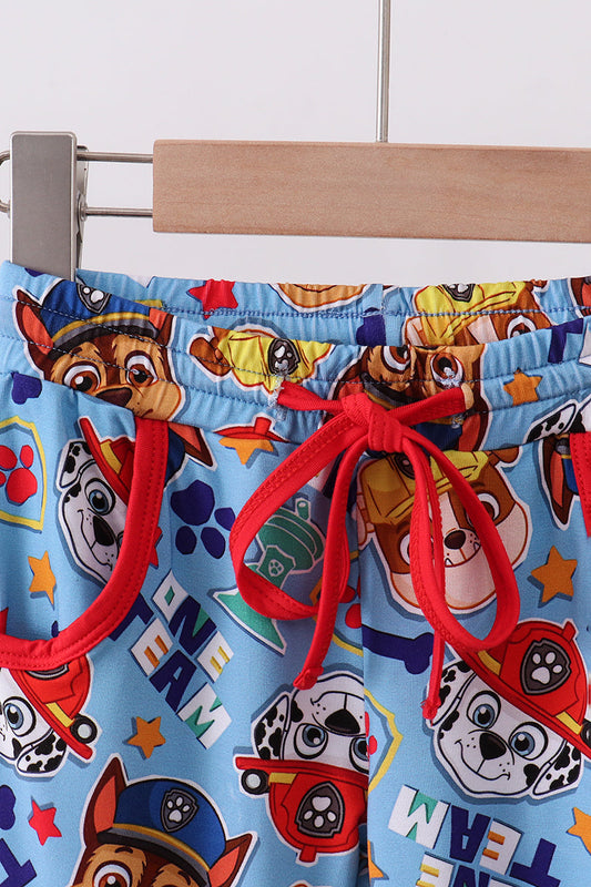 Blue character bamboo pants