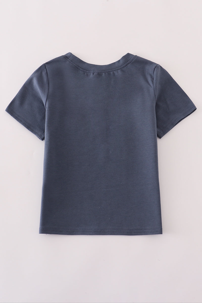 Blue embroidery top
