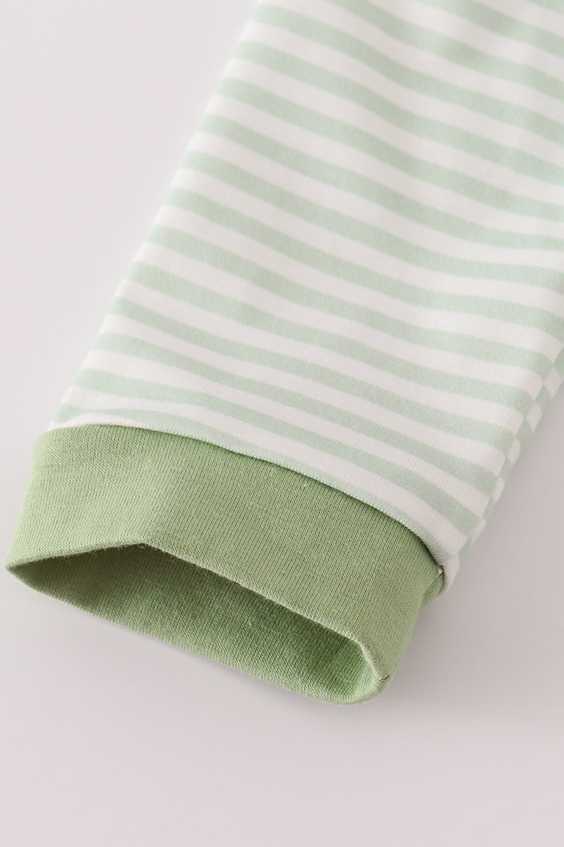 Sage turkey applique stripe romper