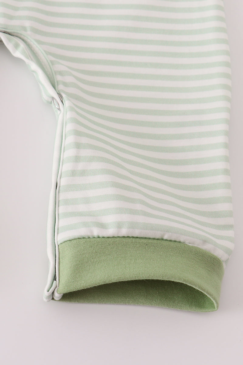Sage turkey applique stripe romper