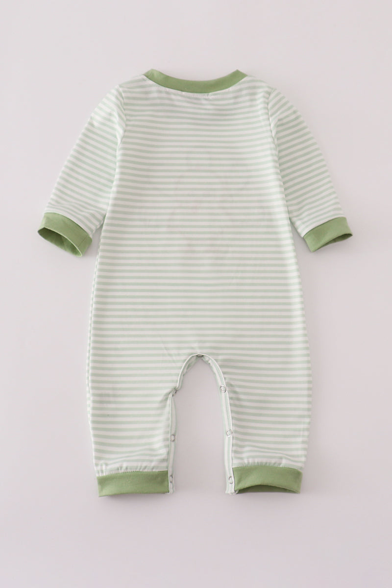 Sage turkey applique stripe romper