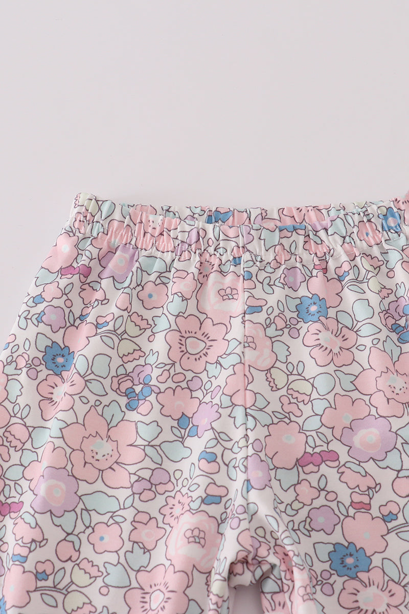 Blue turkey applique ruffle pants set