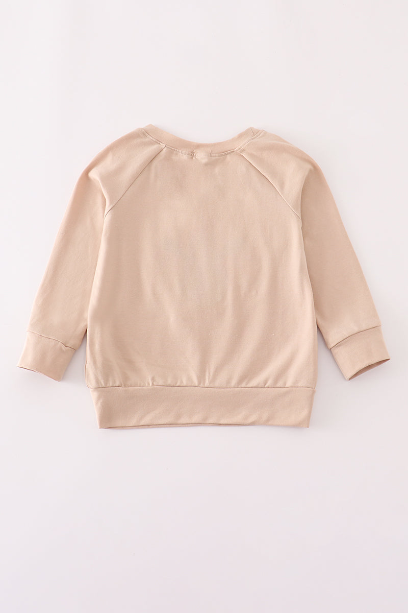 Beige turkey french knot top