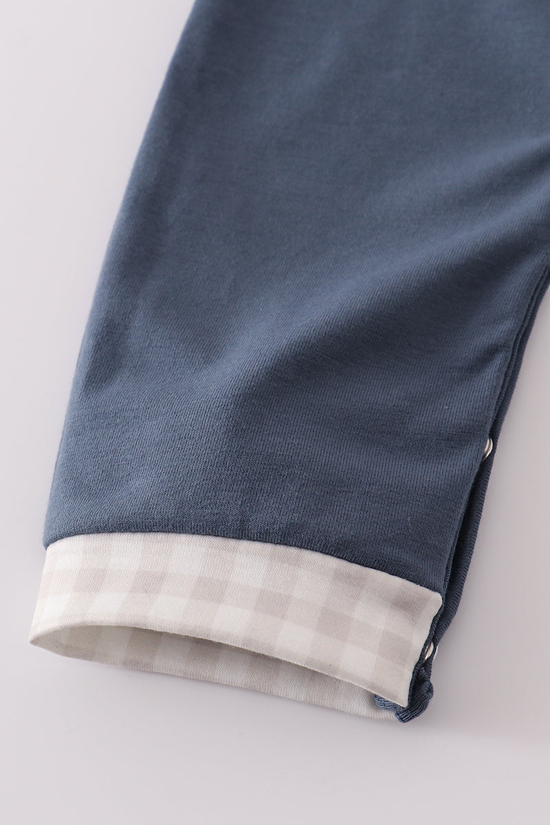 Navy puppy applique romper