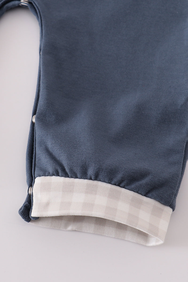 Navy puppy applique romper