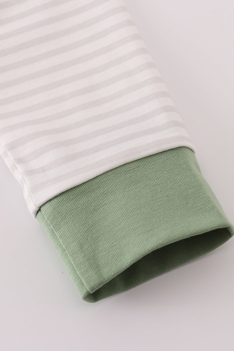 Sage fish french knot stripe top