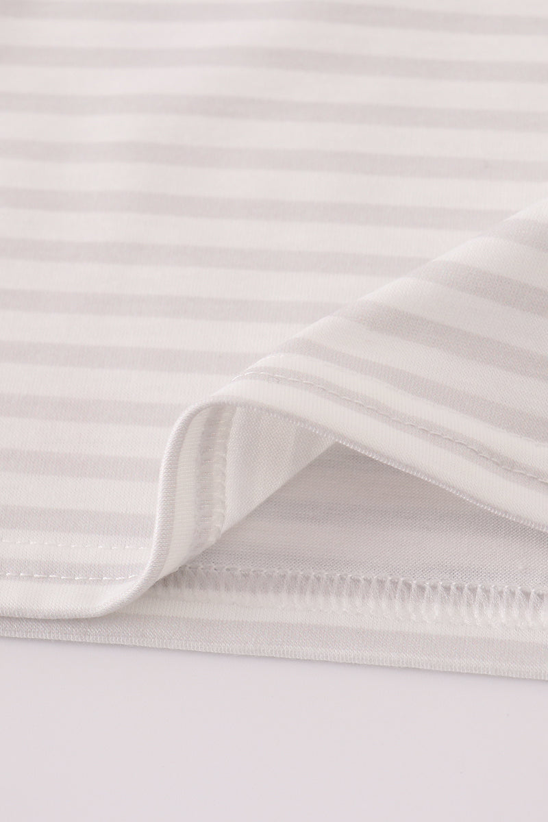 Sage fish french knot stripe top