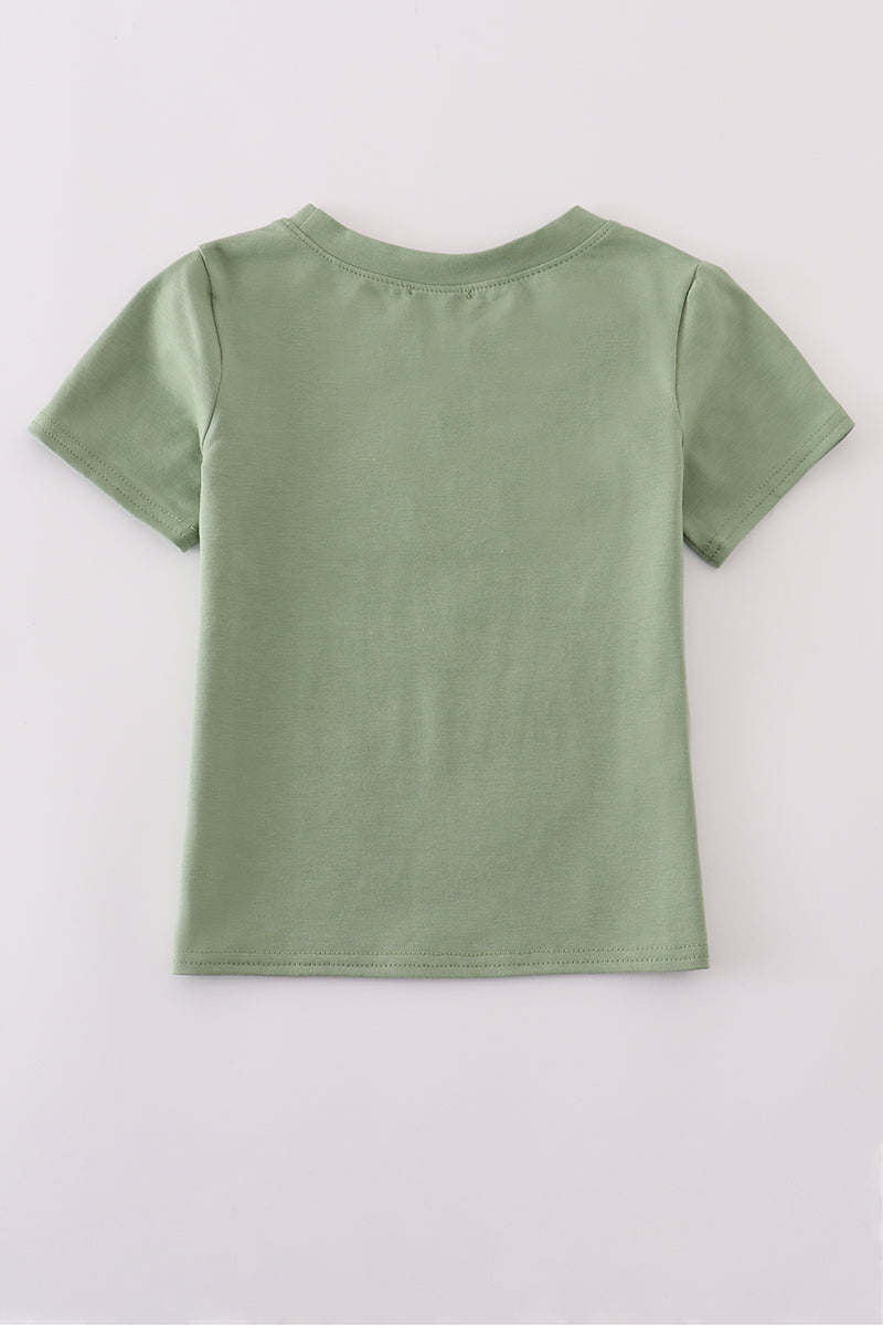 Green pumpkin smocked top