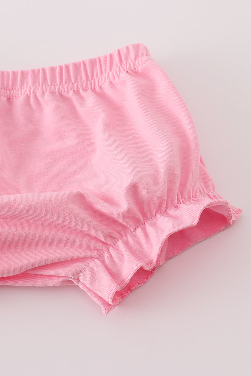 Pink pumpkin embroidery bloomer set
