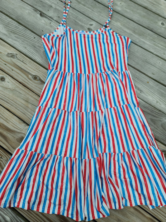 Adult Striped Tiered Dress RWB