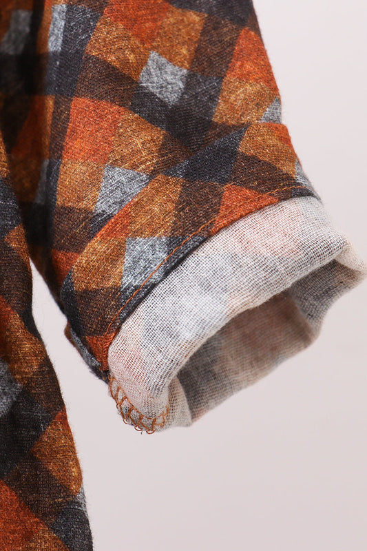 Premium brown plaid muslin bubble