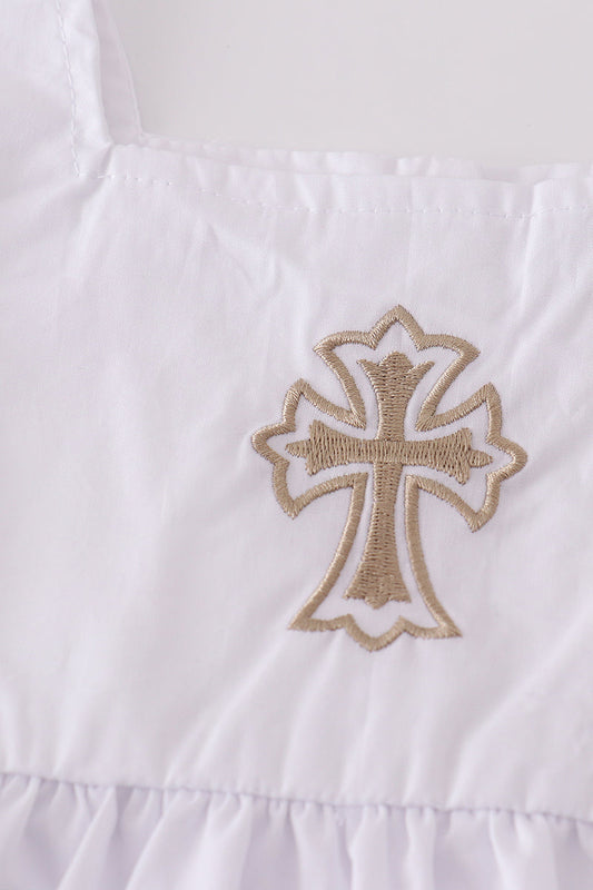 Premium cross embroidery romper