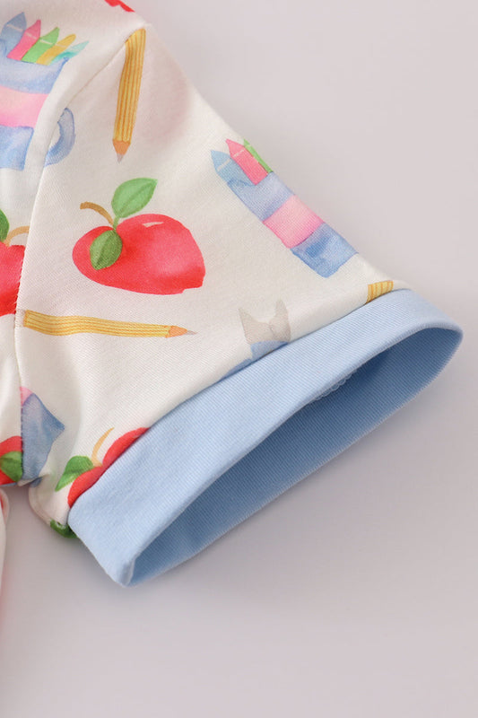 Apple pencil print shorts set