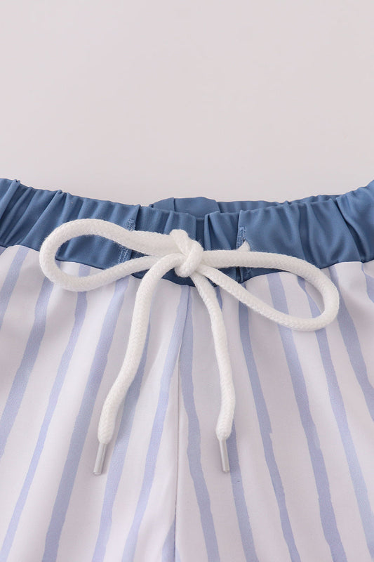 Blue stripe boy swim trunks UPF50+