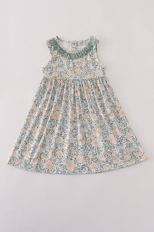 Fall floral print ruffle mom&me dress