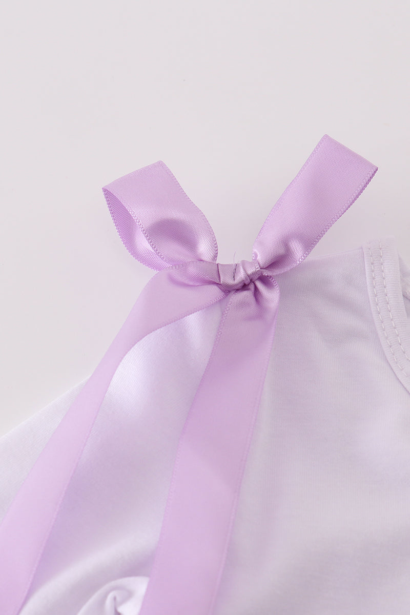 Lavender ribbon lace embroidery gingham bubble