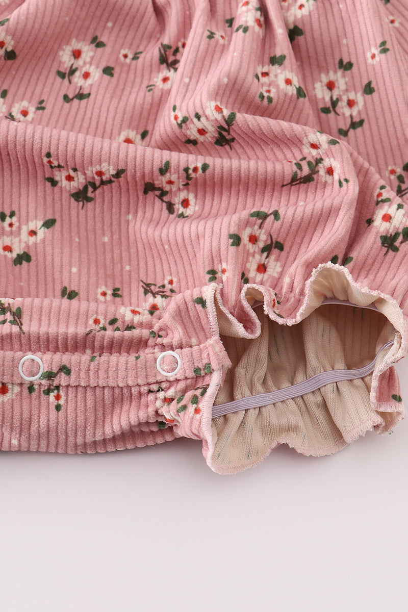 Floral corduroy lace ruffle bubble
