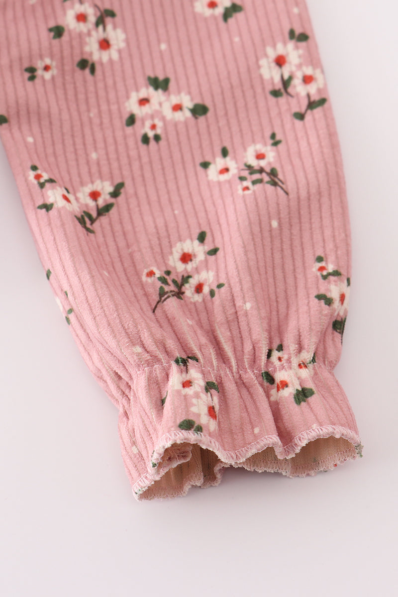 Floral corduroy lace ruffle bubble