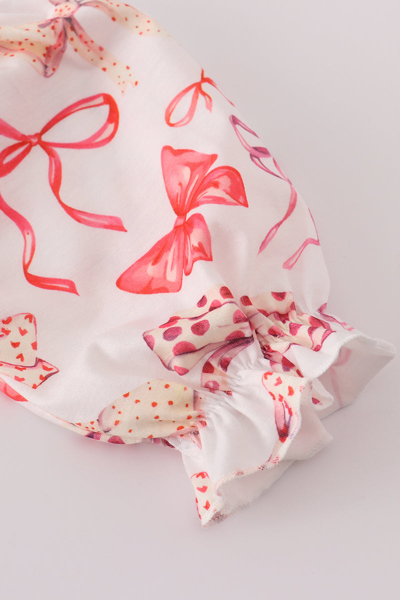Red bow smocked bubble