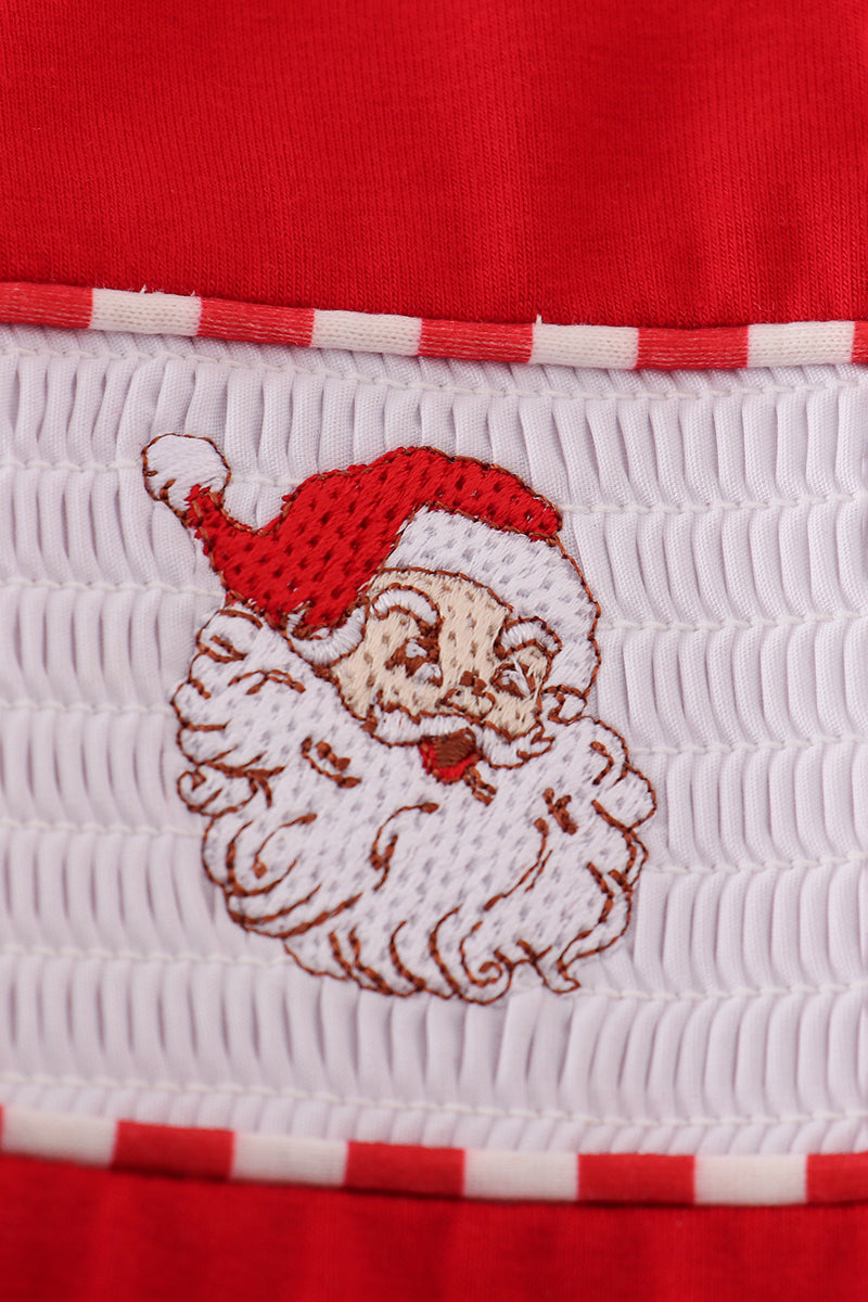 Red santa claus smocked top