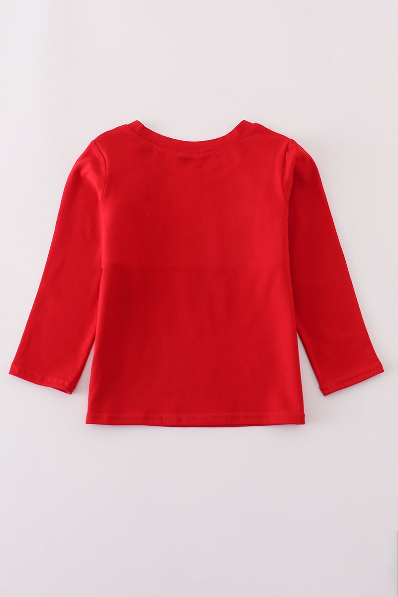 Red santa claus smocked top