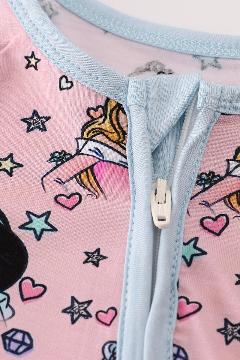 Pink princess bamboo pajamas romper