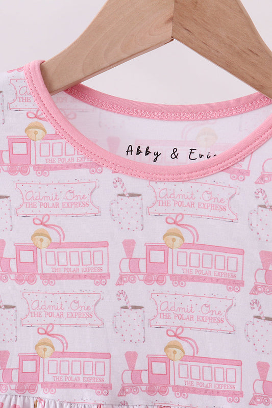 Pink train bamboo pajamas dress