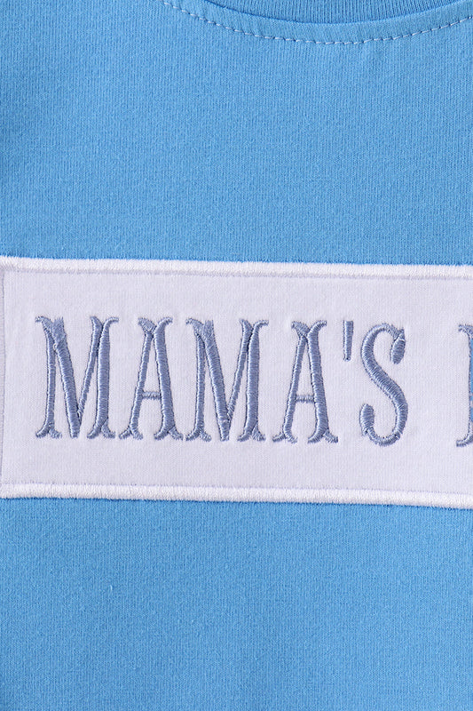 Blue mama's boy embroidery shorts set