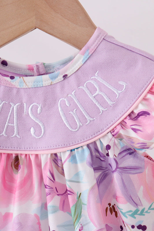 Purple MAMA'S GIRL floral ruffle bubble