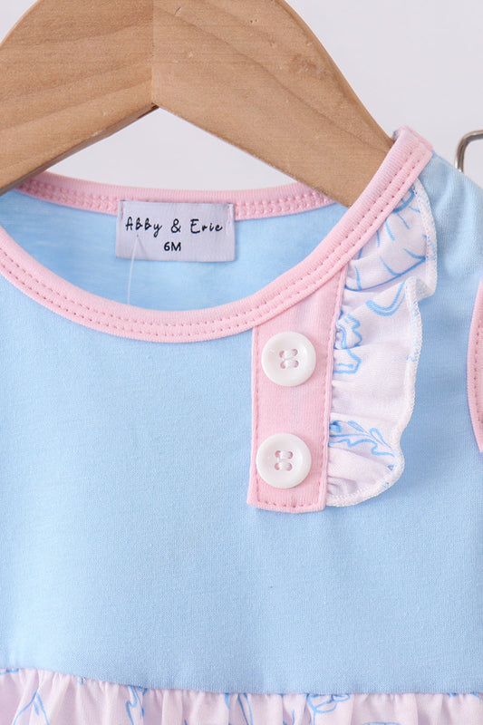 Blue shell starfish print bow bloomer set