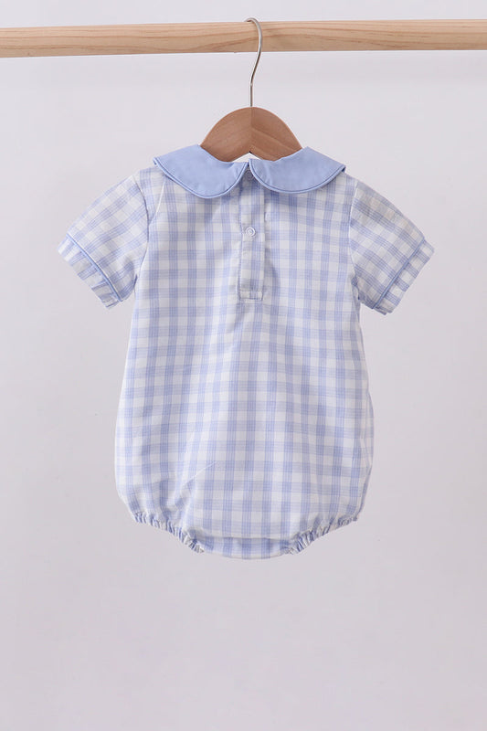 Blue plaid peter pan collar bubble