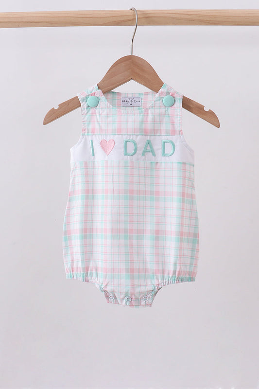 I love dad embroidery plaid bubble