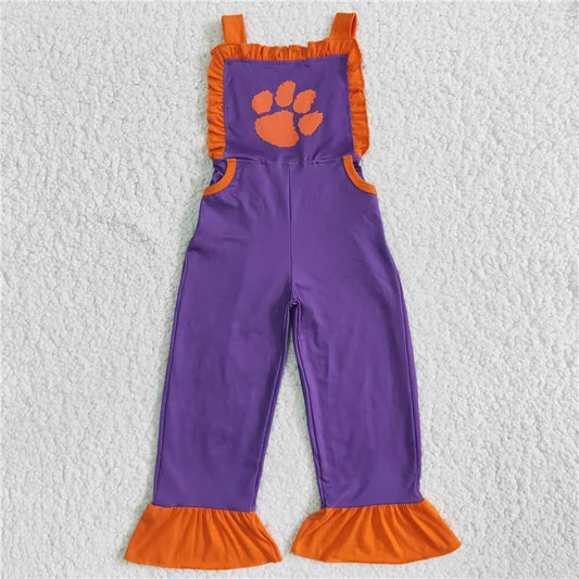 Purple Orange Paw Overalls
