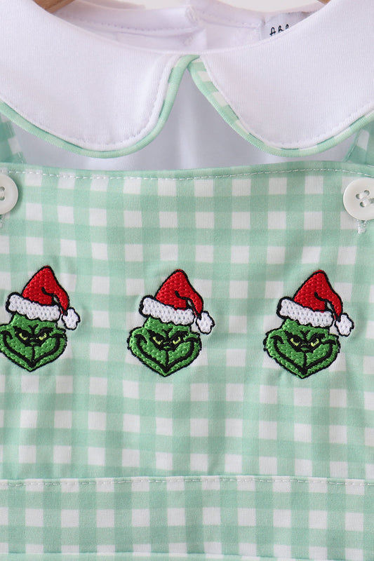 Green grinch smocked 2pc jonjon set