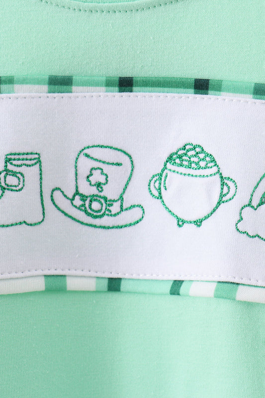 Green parade embroidery top
