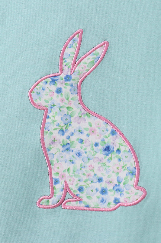 Green bunny applique dress