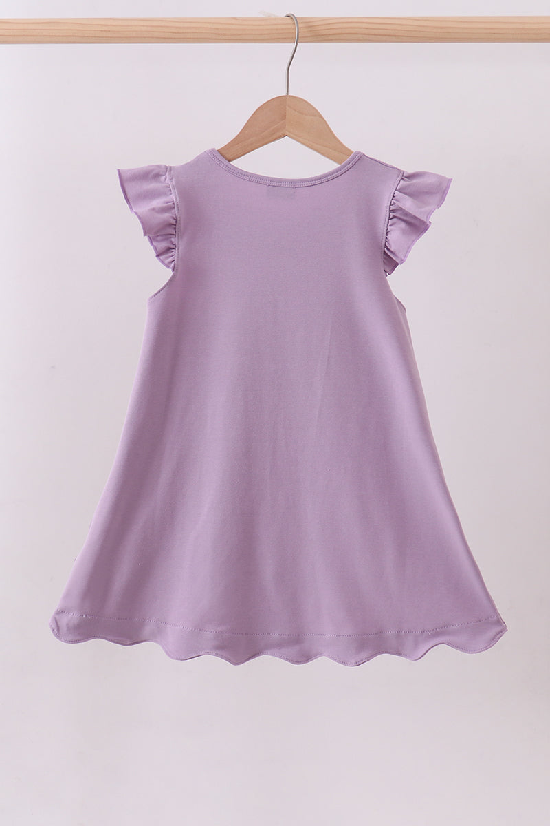 Purple bunny applique ruffle dress