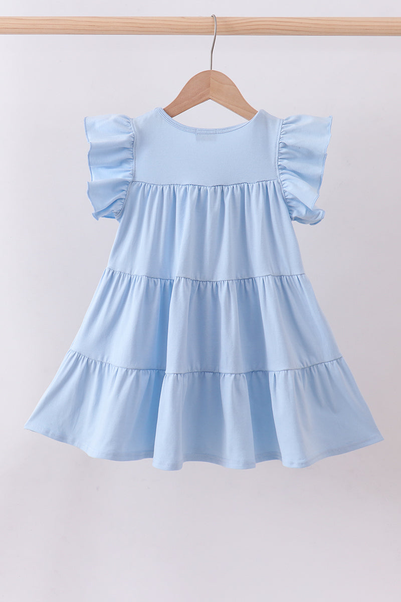 Blue cross sequin tiered dress