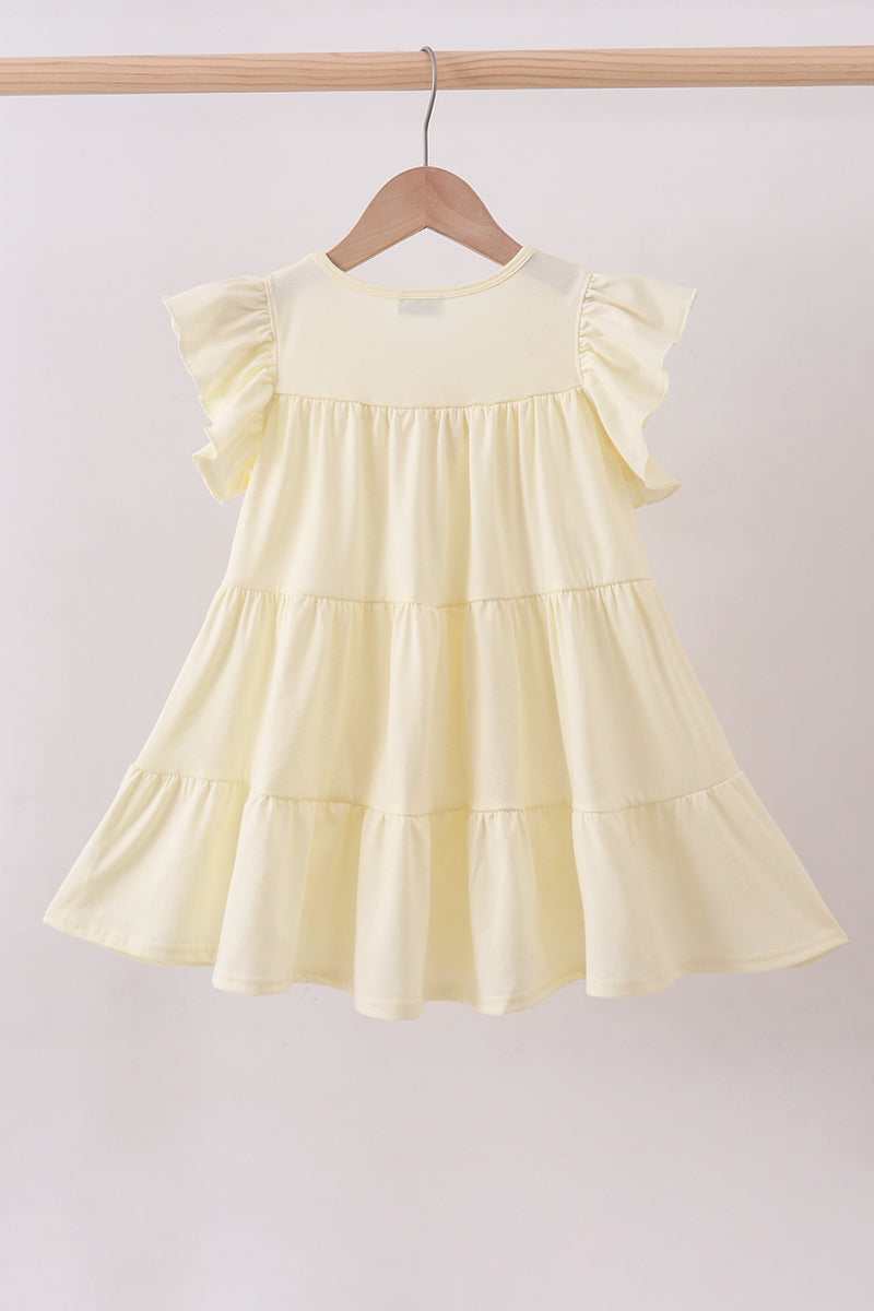 Yellow cross sequin tiered dress