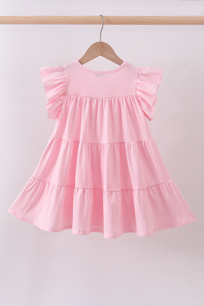 Pink cross sequin tiered dress