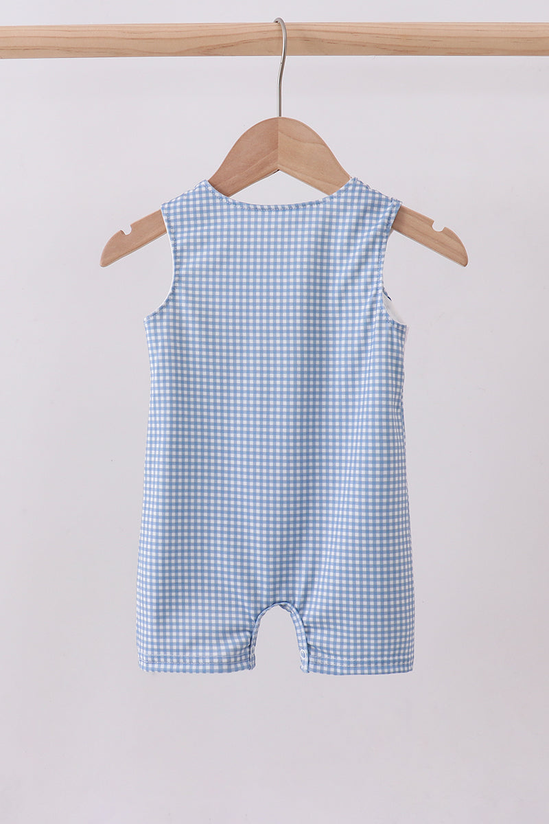 Blue character smocked gingham jonjon