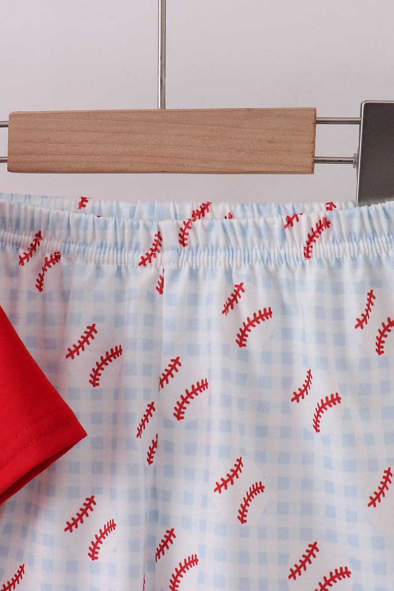 Baseball applique shorts set