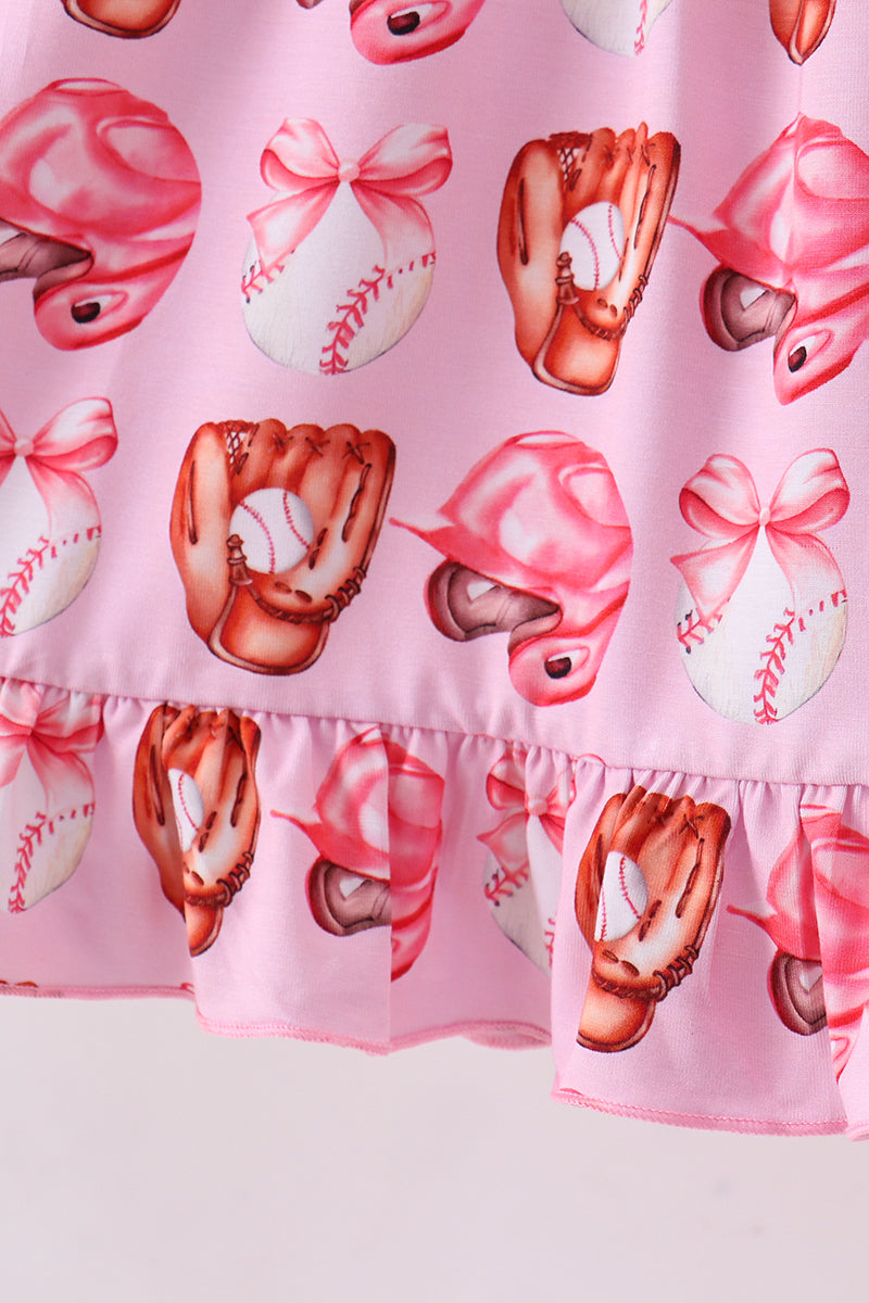 Pink bow baseball bamboo dress