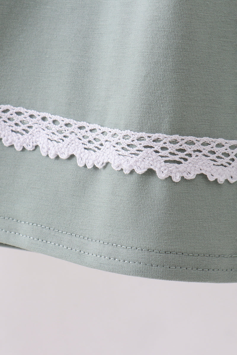 Sage bunny embroidery dress