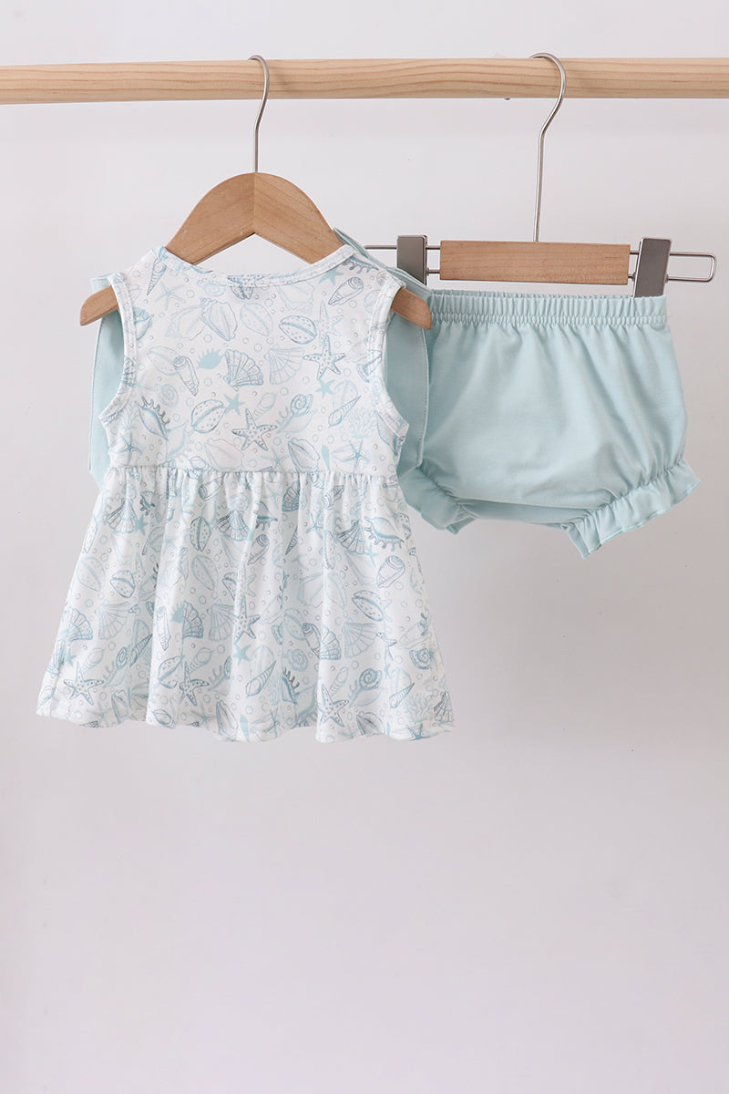 Sea shell smocked bloomer set